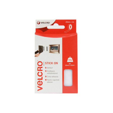 VELCRO® Ruban adhésif auto-agrippant blanc 20mmx1m