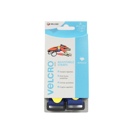 VELCRO® Sangle ajustable bleue 25mm x 92cm (x2)