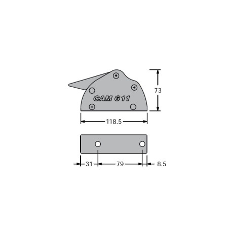 ANTAL Bloqueur CAM611 simple pour cordage Ø6mm à 11mm