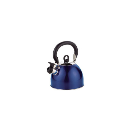 Bouilloire inox à sifflet métallisée bleu 2,5 L