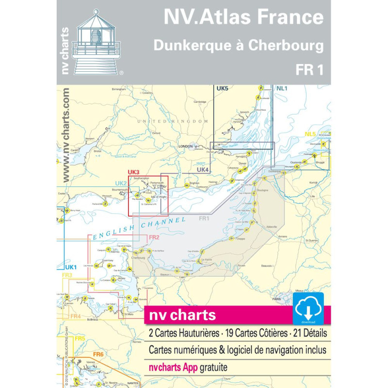 NV Charts Atlas de Dunkerque à Cherbourg FR1