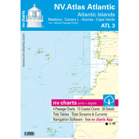 NV Charts ATLAS Atlantic Madeira,Canary,Azores,CapVerde ATL3