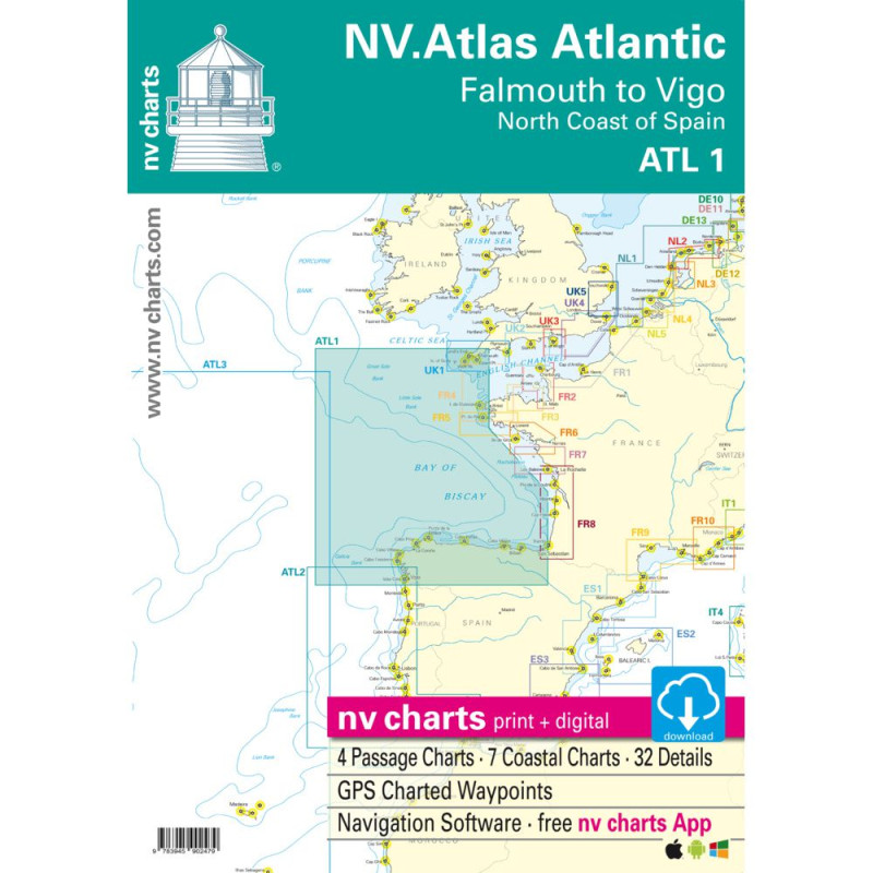NV Charts ATLAS Atlantic Falmouth to Vigo ATL1