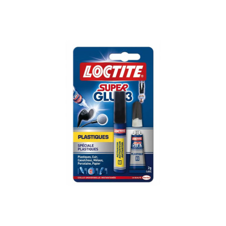 LOCTITE Super Glue-3 spéciale plastique : kit colle 2g + 4ml