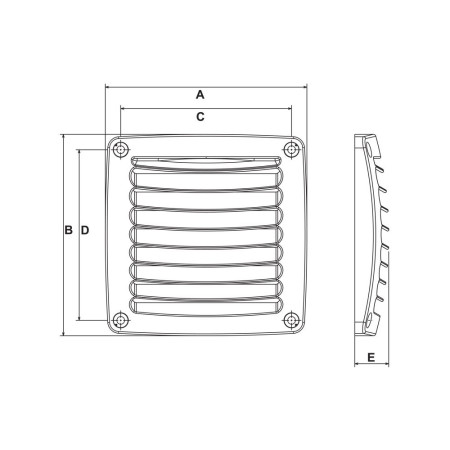 NUOVA RADE Grille aeration plastique blanche 92 x 92 mm VRAC