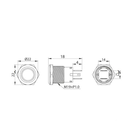 TREM interrupteur étanche inox On/Off bleu, 20A en 5-24V