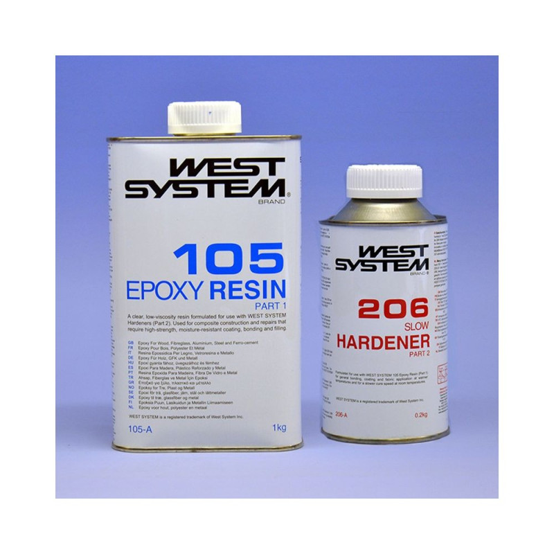 WEST SYSTEM Resine epoxy 105 + durcisseur 206 Pack A 1,2Kg