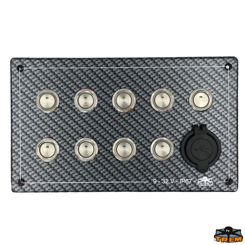 TREM Tableau electrique 7 inter, 3 poussoirs + USB