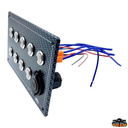 TREM Tableau electrique 7 inter, 3 poussoirs + USB