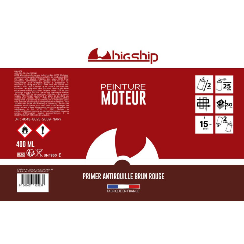 Bombe de peinture primer antirouille brun rouge 400 ml