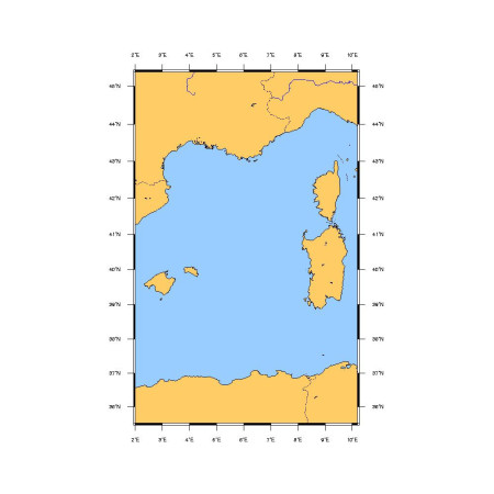 SHOM 7014 à plat îles Baléares à la Corse et à la Sardaigne