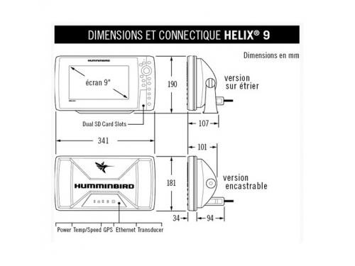 HUMMINBIRD Helix 9 2D sonde Tableau Arrière GPS Sondeur 