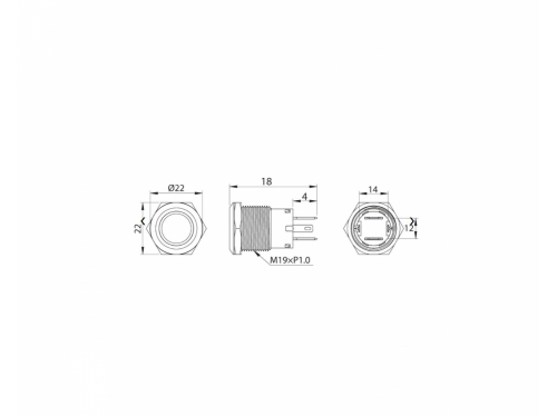 Bouton poussoir OFF-ON lumineux - Led rouge 12V