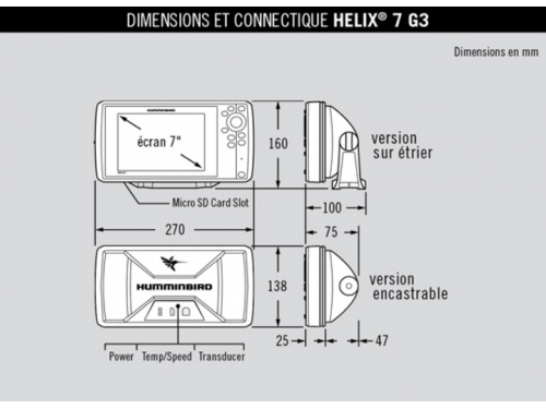 HUMMINBIRD Helix 7G3 Chirp Mega SideImaging sonde TA avec carte France